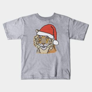 Big Cats Knitted Tiger Christmas Santa Hat Kids T-Shirt